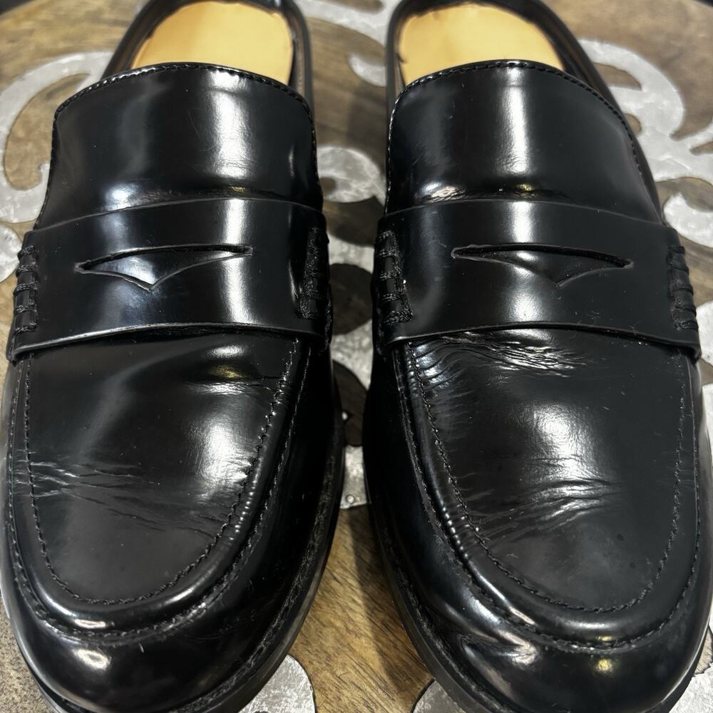 Banana Republic Leather Mules Backless Penny Loafers Women’s 7 Black old money - Picture 6 of 7
